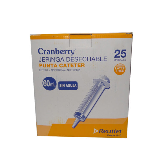 Jeringa desechable sin aguja 60 ml punta catéter